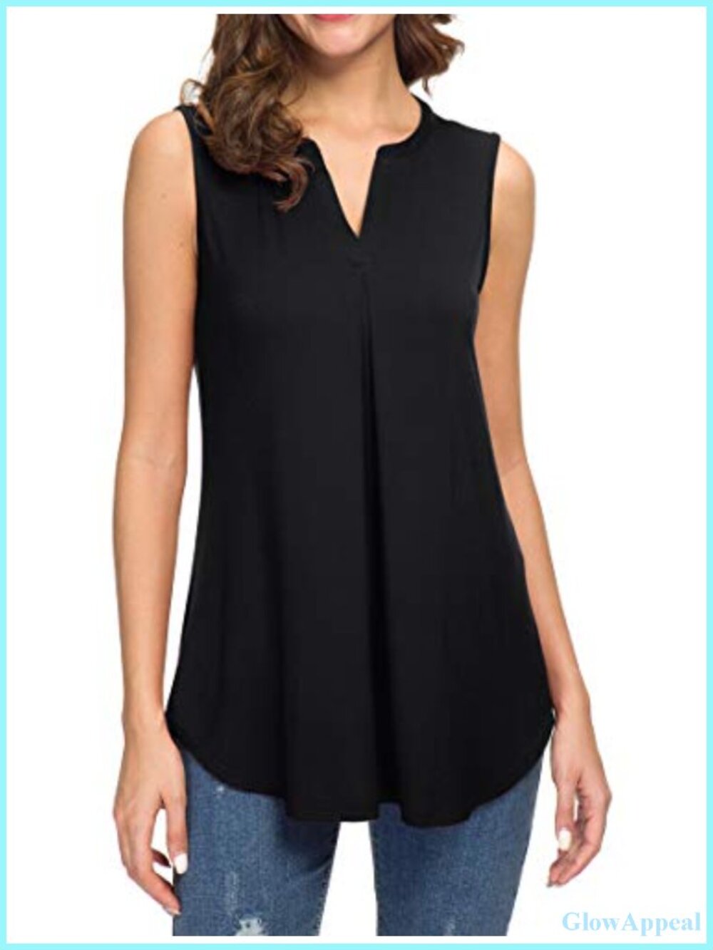 Women's Sleeveless V-Neck Tank Top Rayon Spandex Pleated Summer Shirt